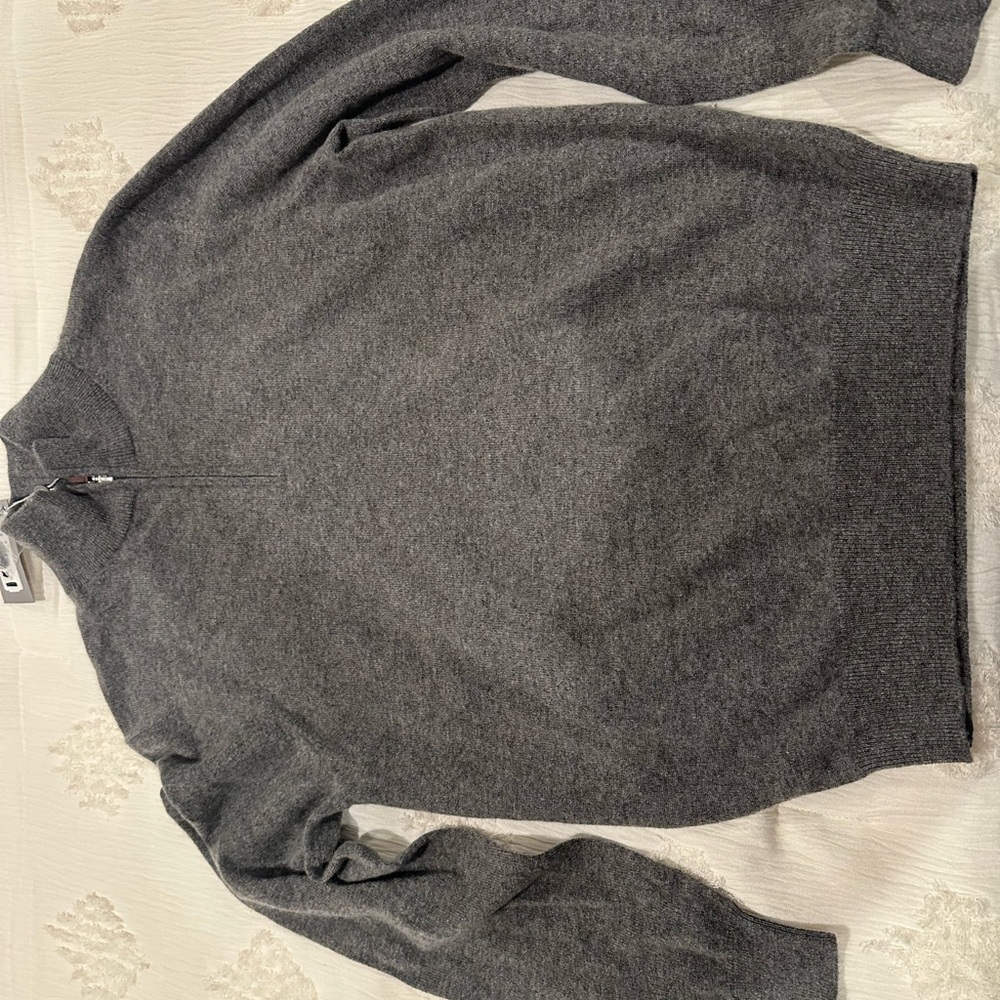 Neiman Marcus Charcoal Quarter Zip Sweater
